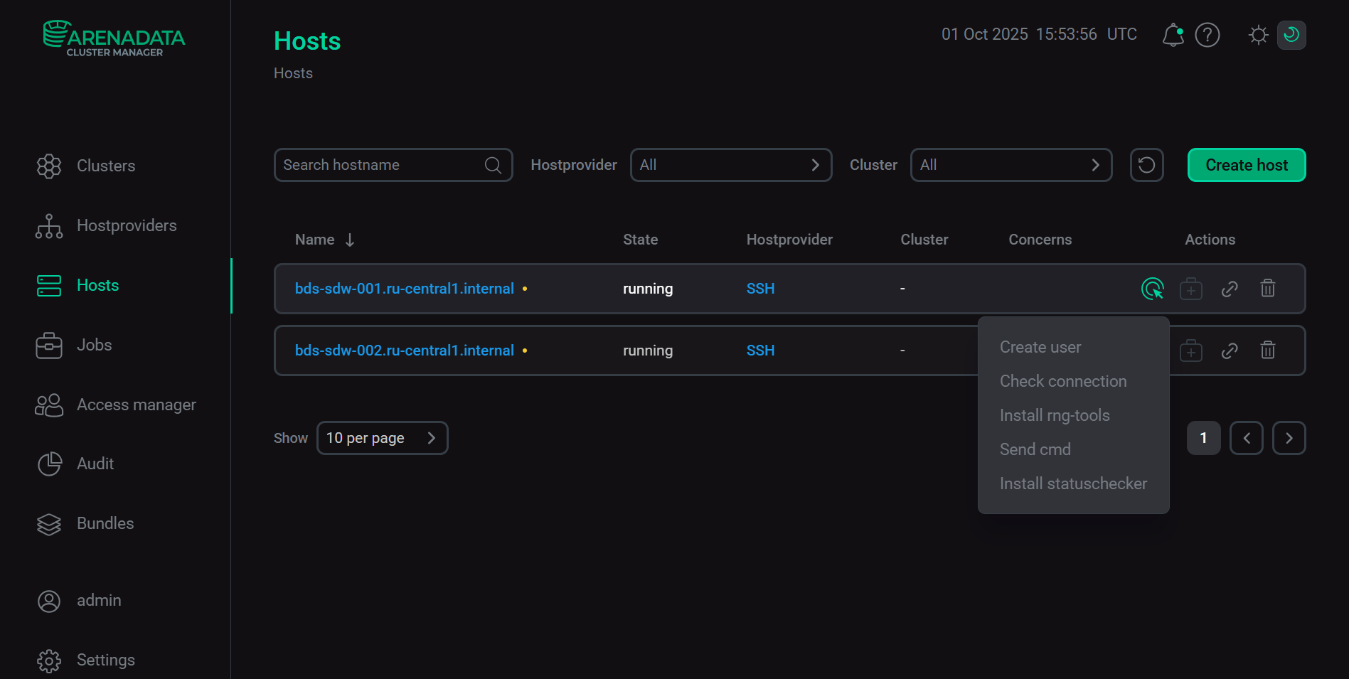New hosts on the Hosts page