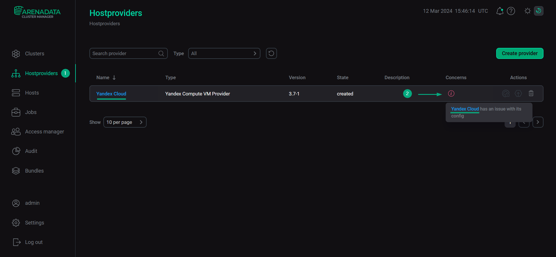Switch to configuring a hostprovider