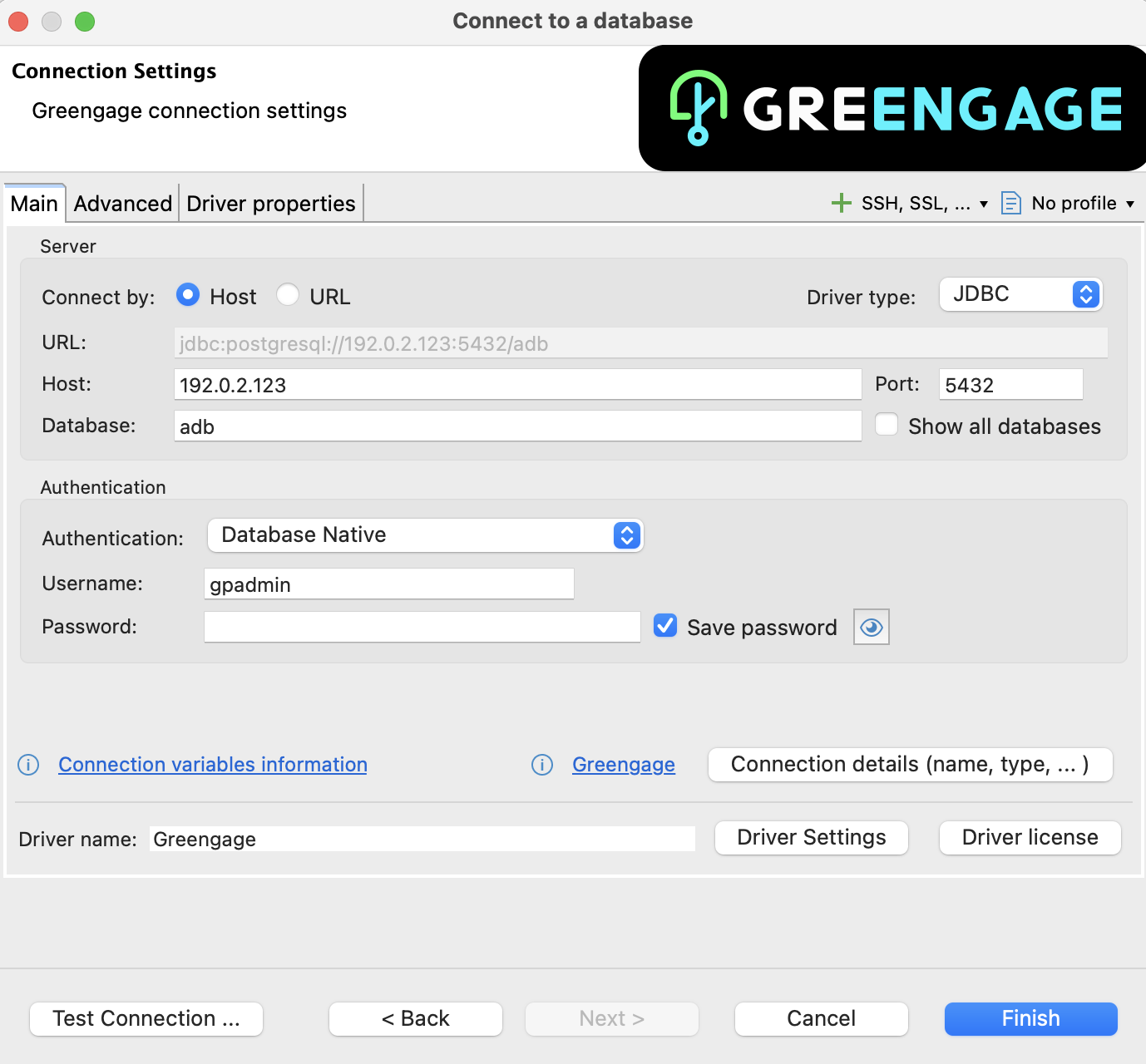 Настройки соединения