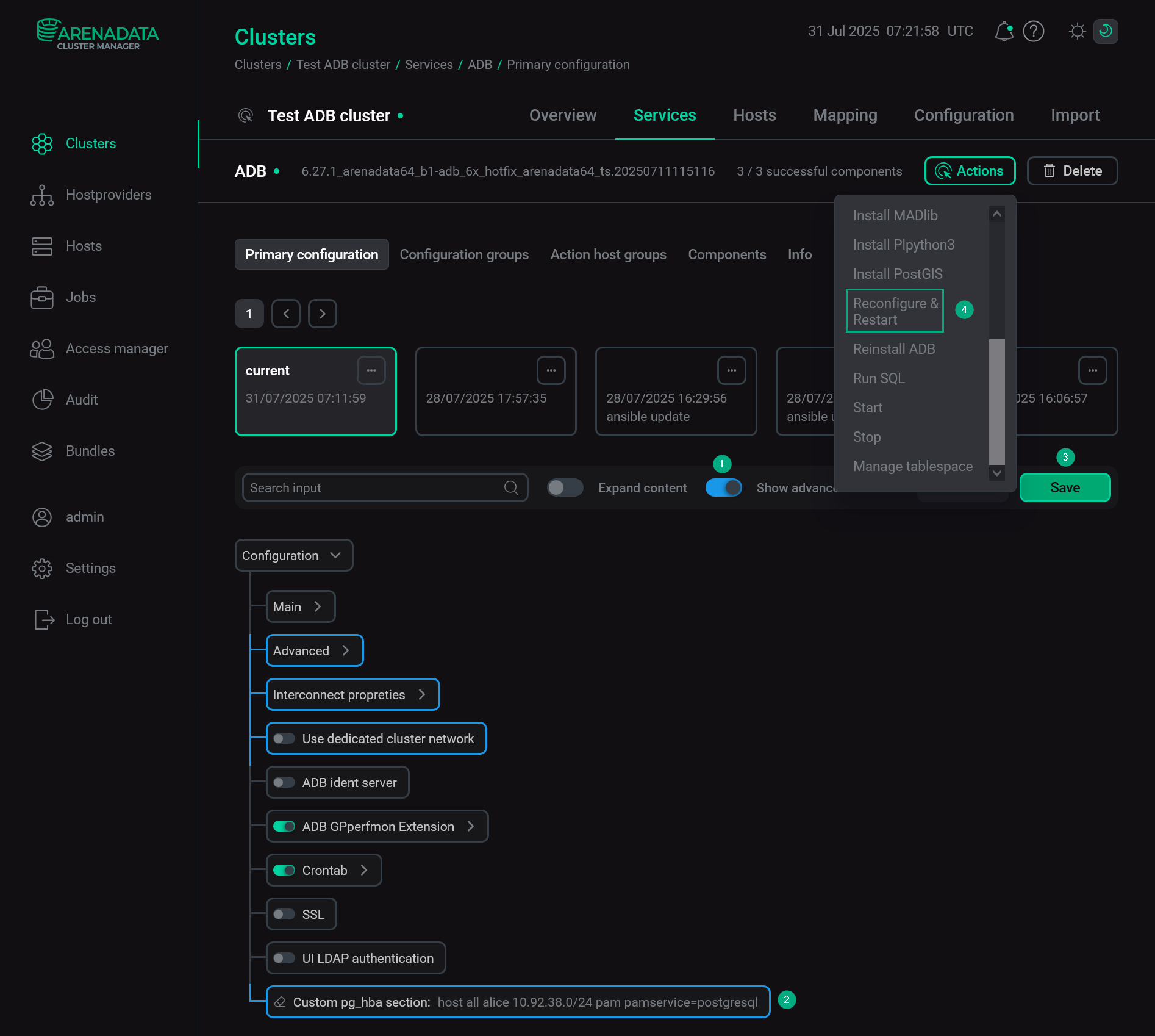 Настройка PAM-аутентификации для ADB в ADCM