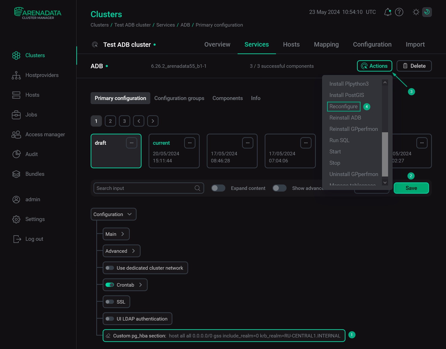 Настройка Kerberos-аутентификации для ADB в ADCM