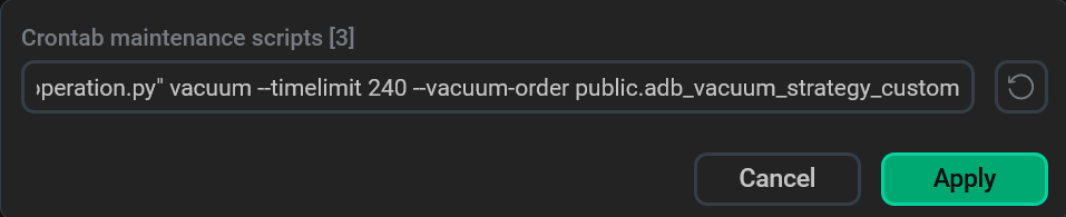 Добавление аргумента --vacuum-order