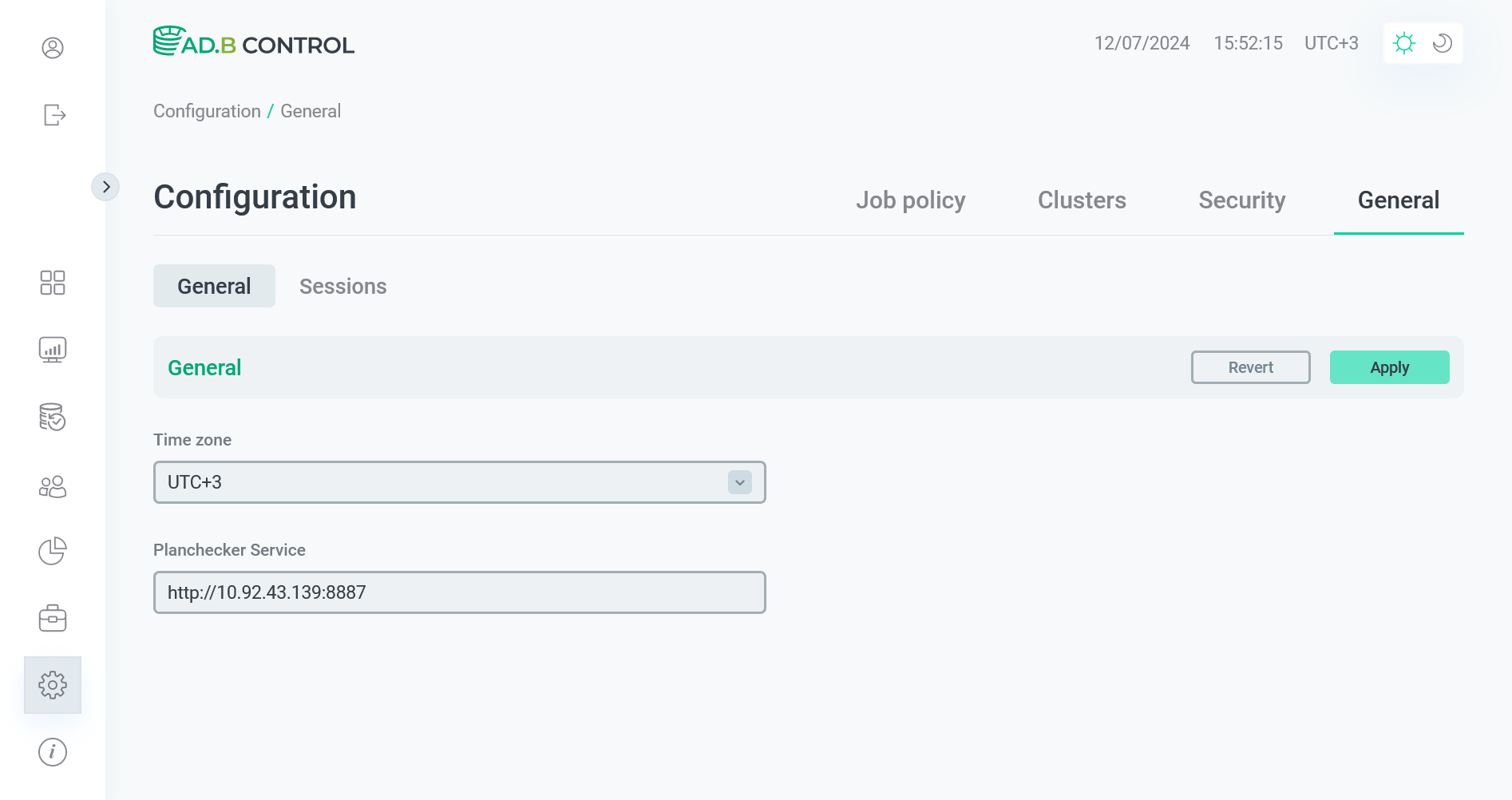 Вкладка Configuration → General → General