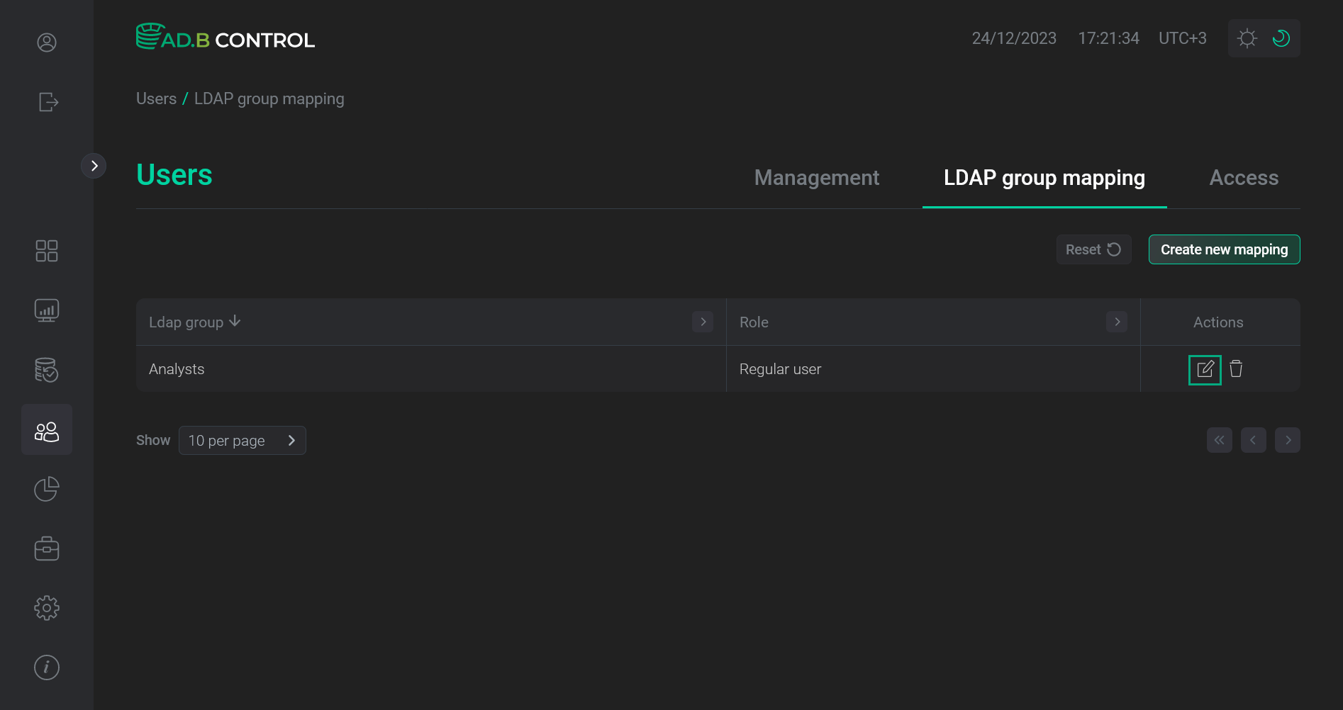 Переход к редактированию