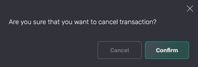 Подтверждение операции Cancel