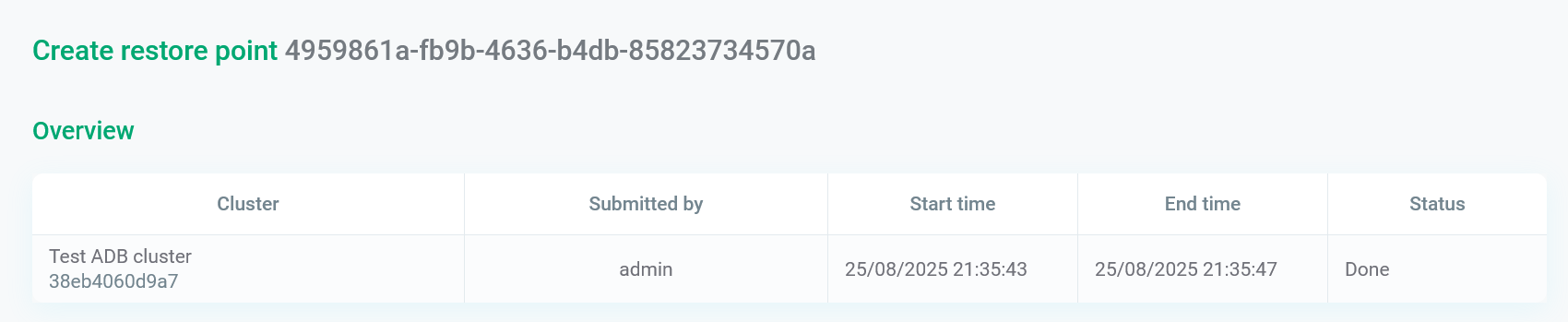 Секция Overview