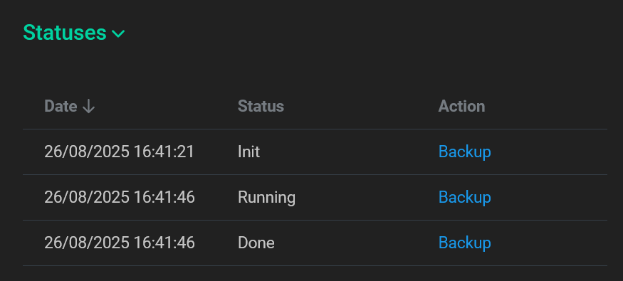Секция Statuses