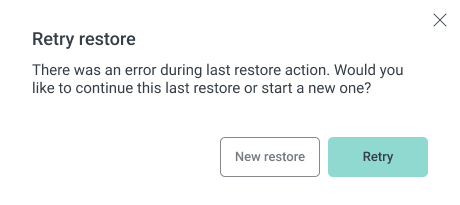 Попытка повторного выполнения последнего действия Common restore