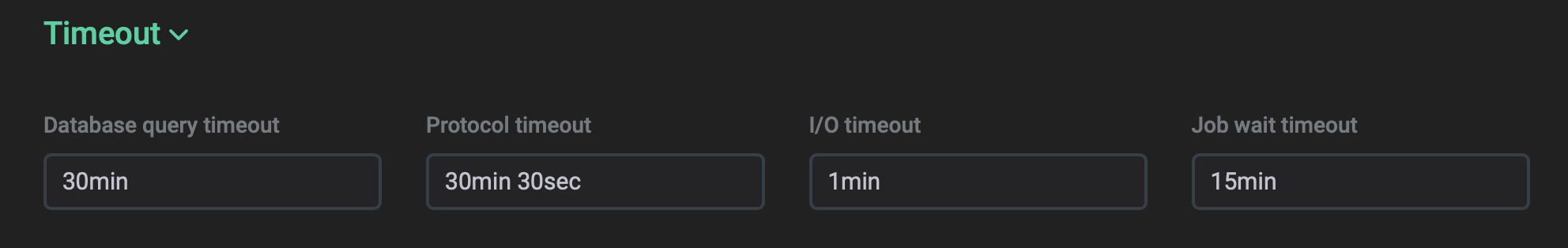 Секция Timeout
