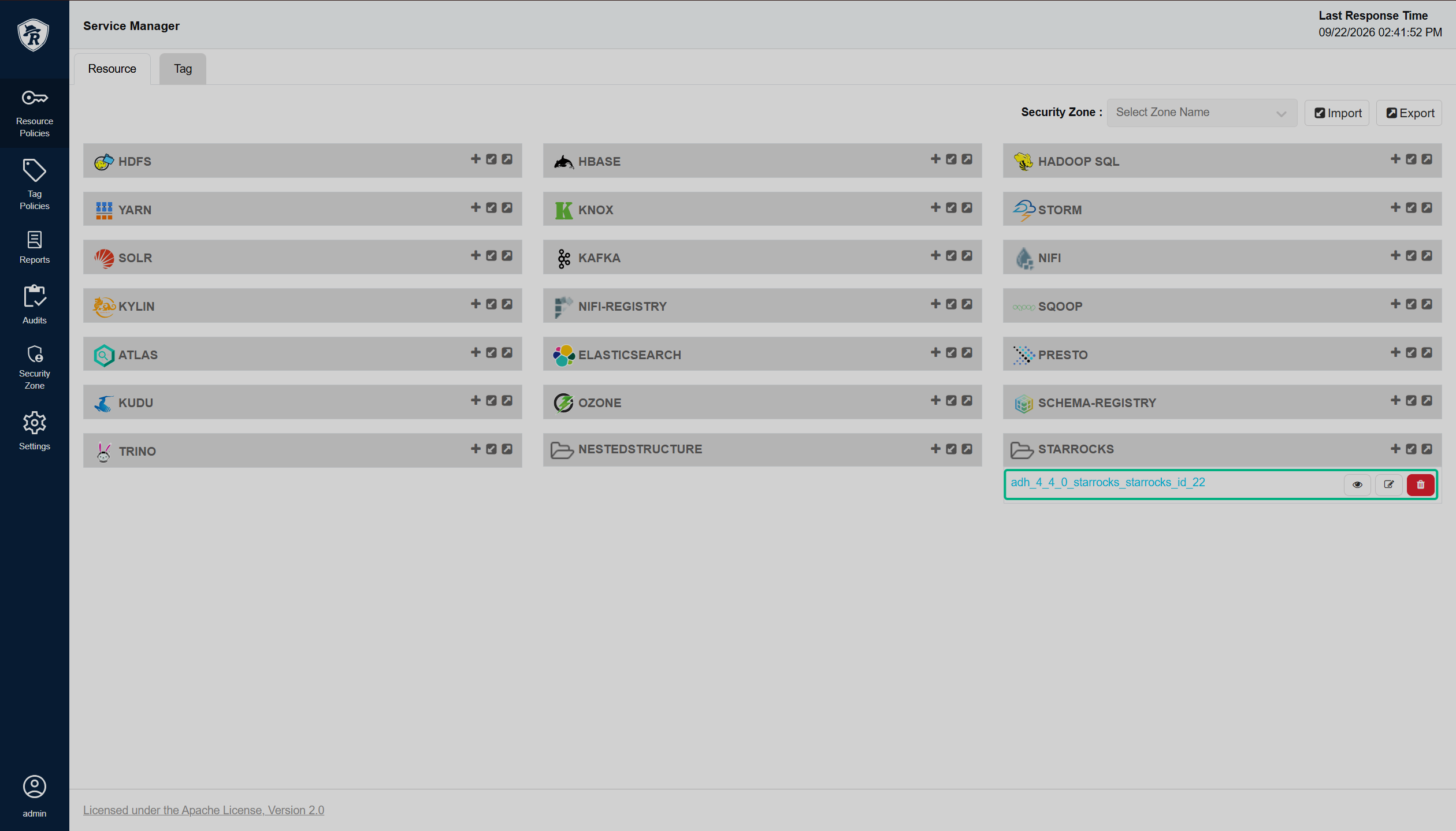 StarRocks в Ranger Admin UI