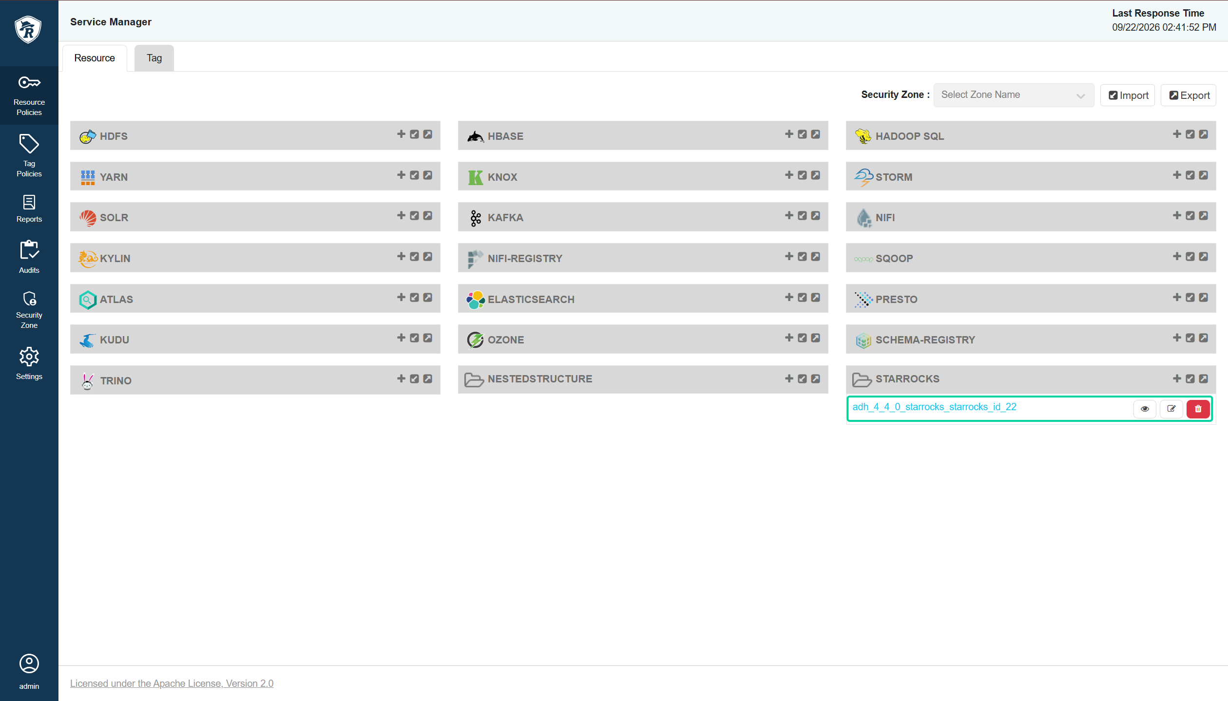 StarRocks в Ranger Admin UI