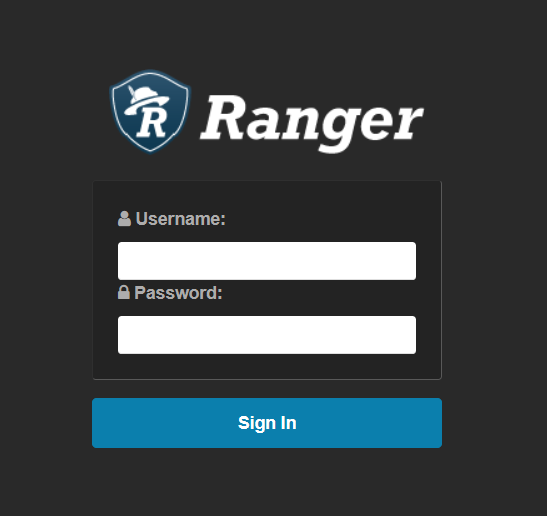 Форма авторизации Ranger