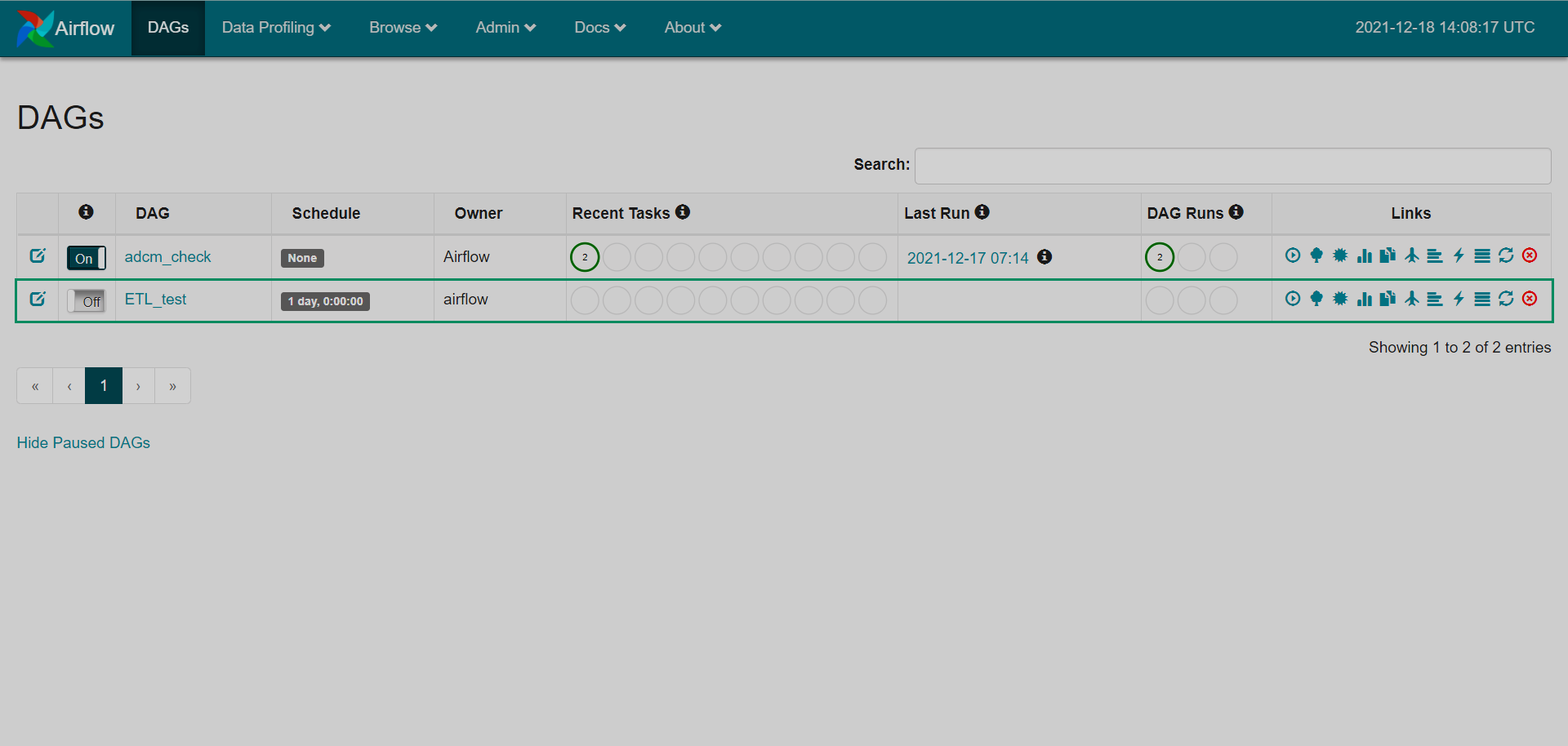 Отображение нового DAG