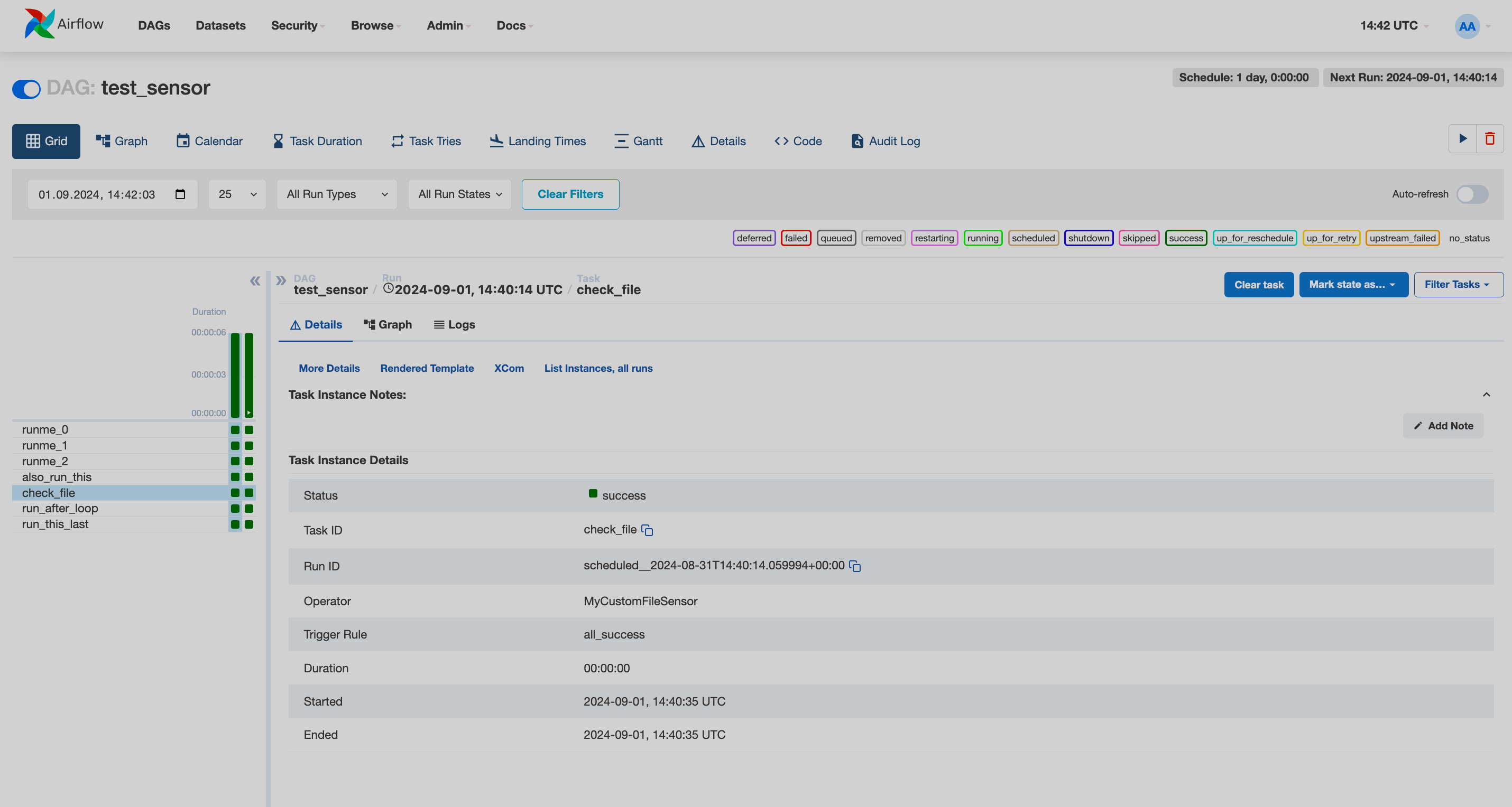 Airflow UI: страница DAG