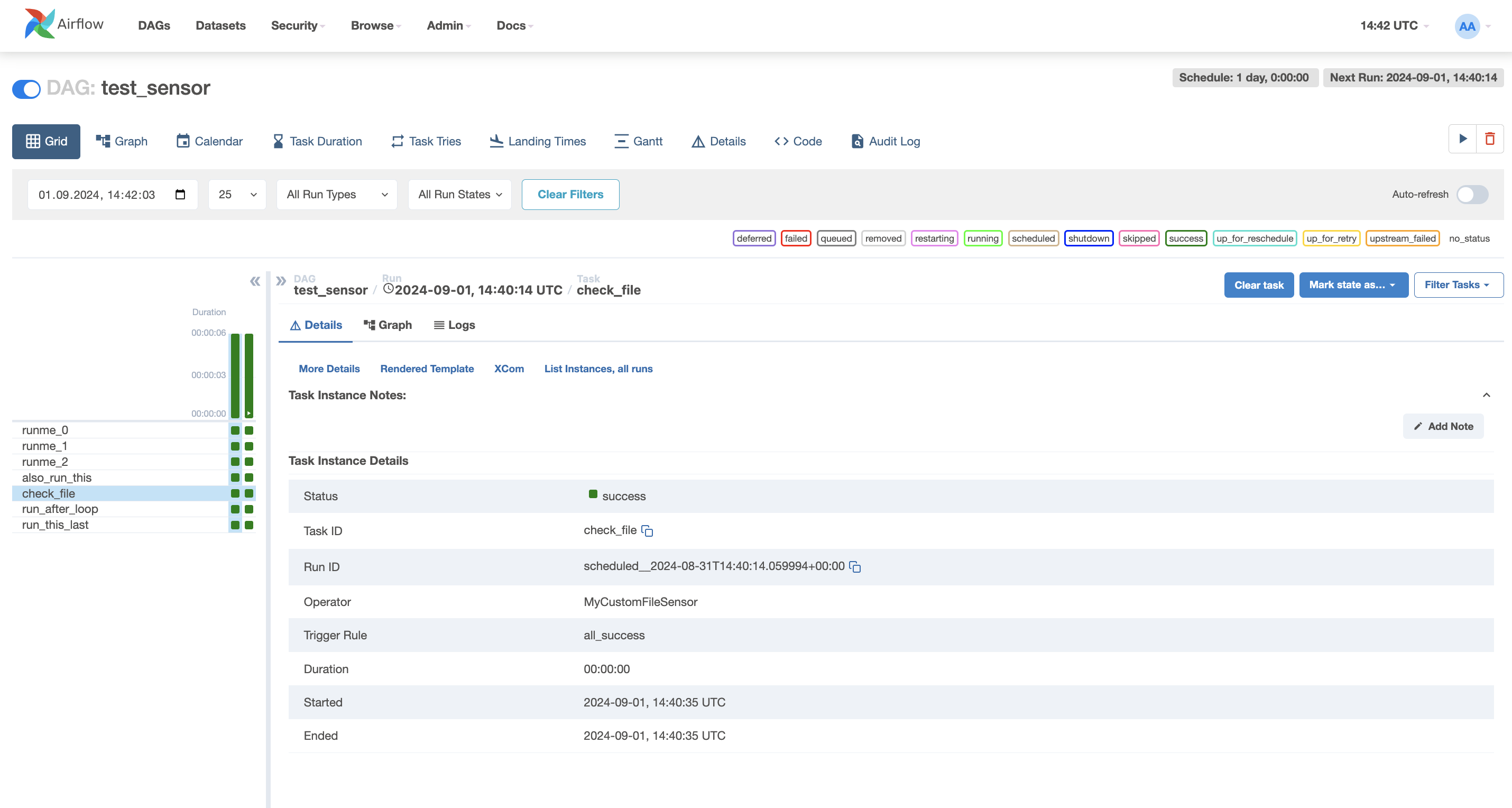 Airflow UI: страница DAG