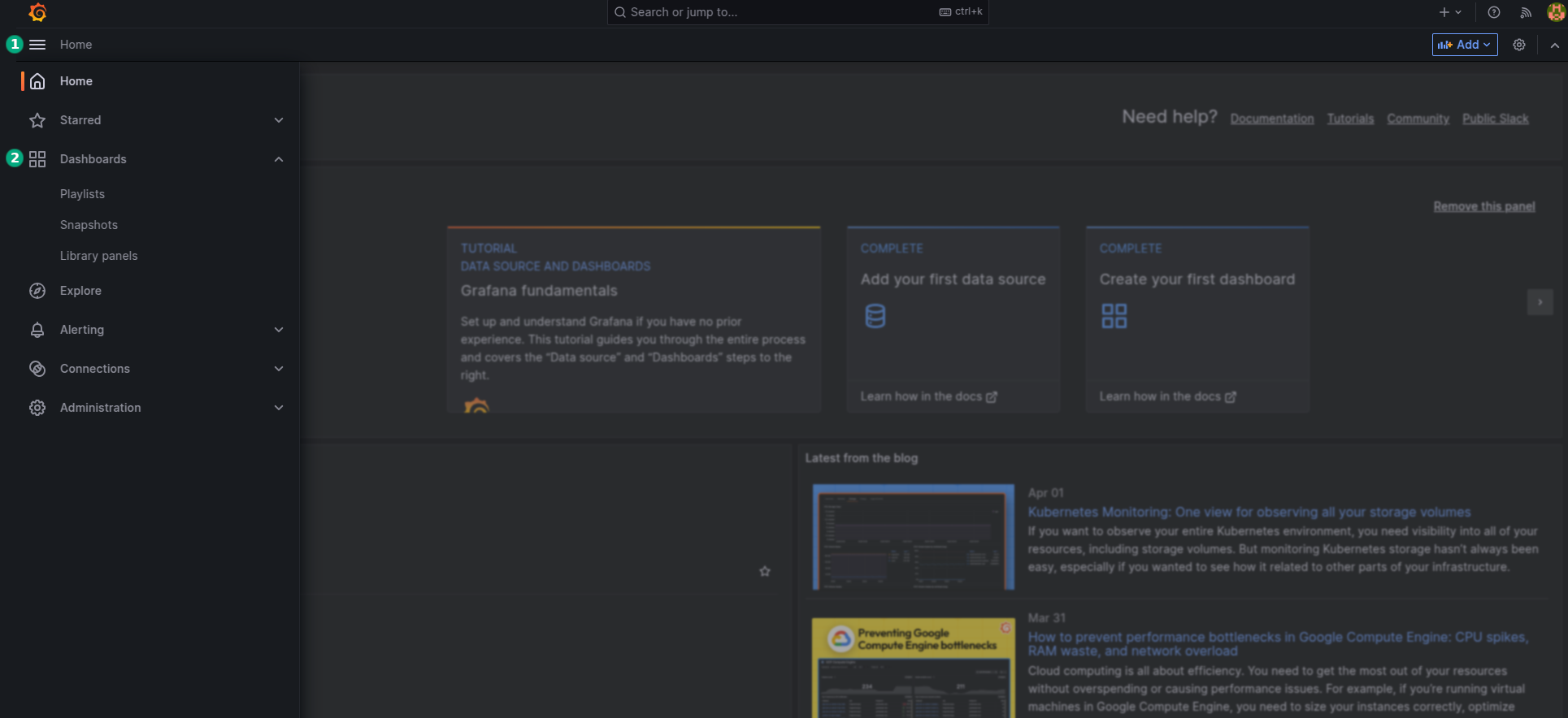 Интерфейс Grafana