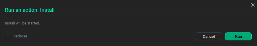 Подтверждение действия Install