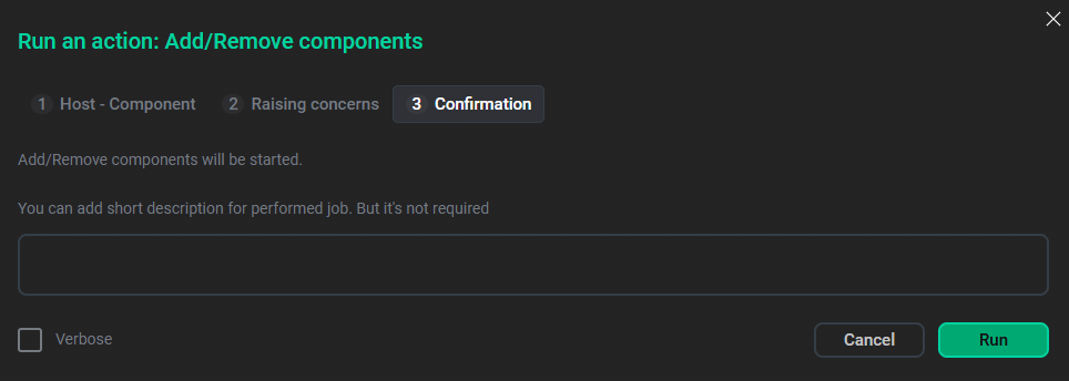 Запуск действия Add/Remove components