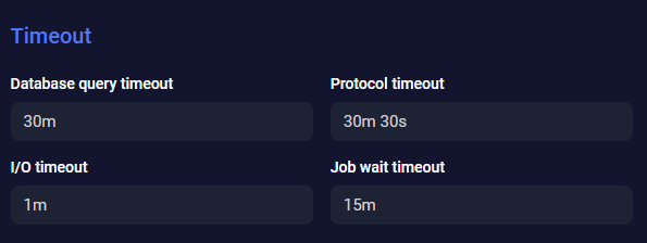 Панель Timeout