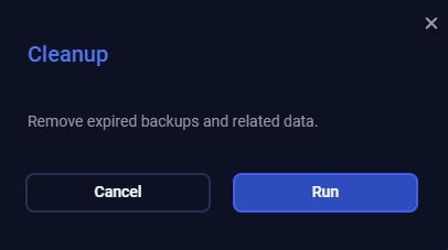 Окно действия Cleanup
