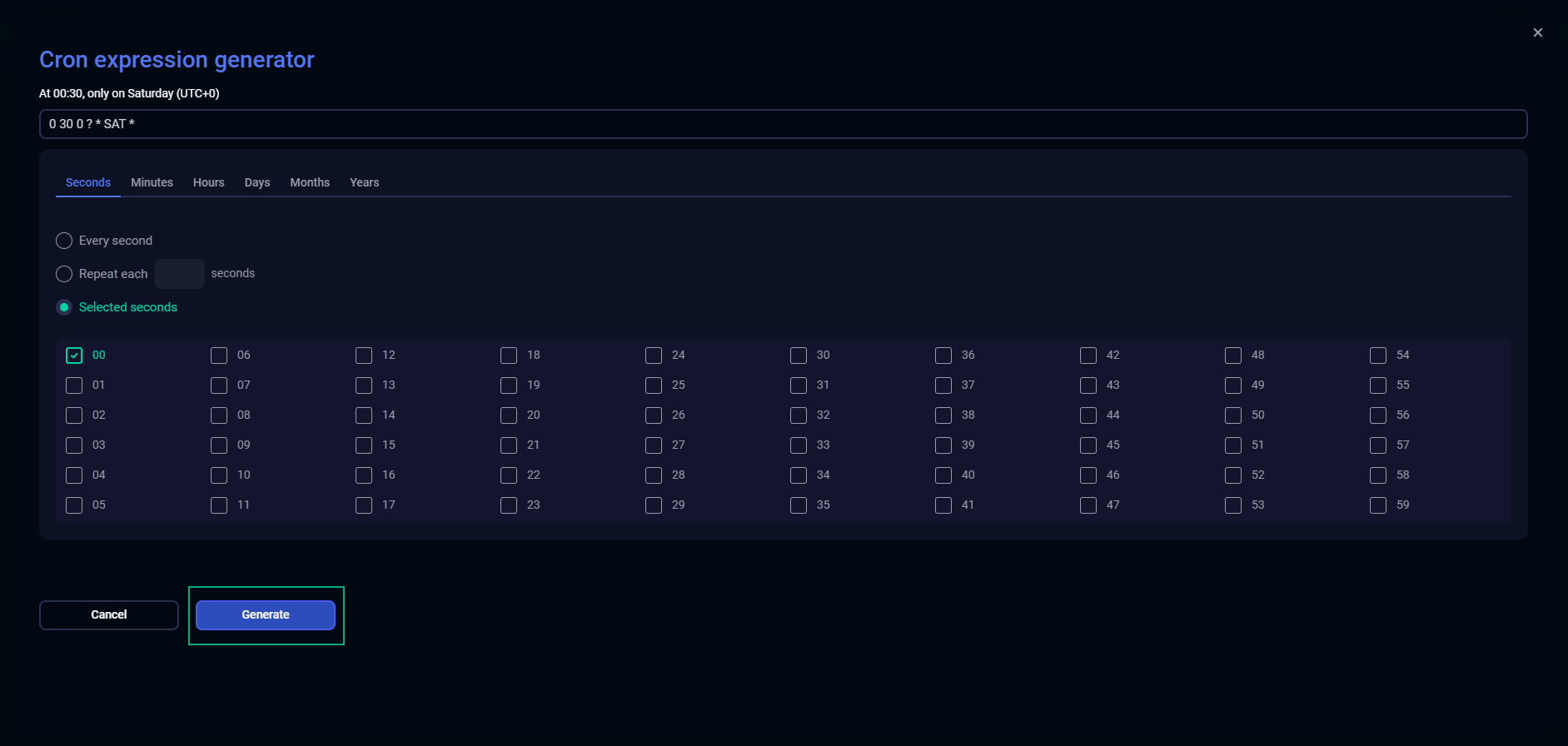 Cron expression generator