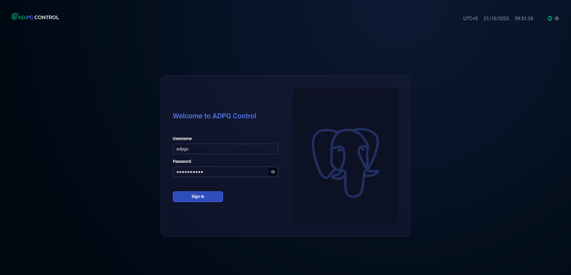 Подключение к ADPG Control