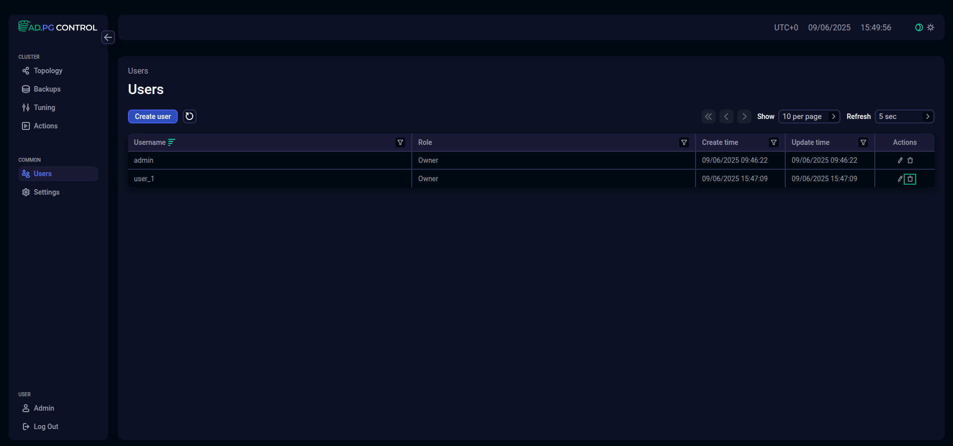 Переход к удалению пользователя