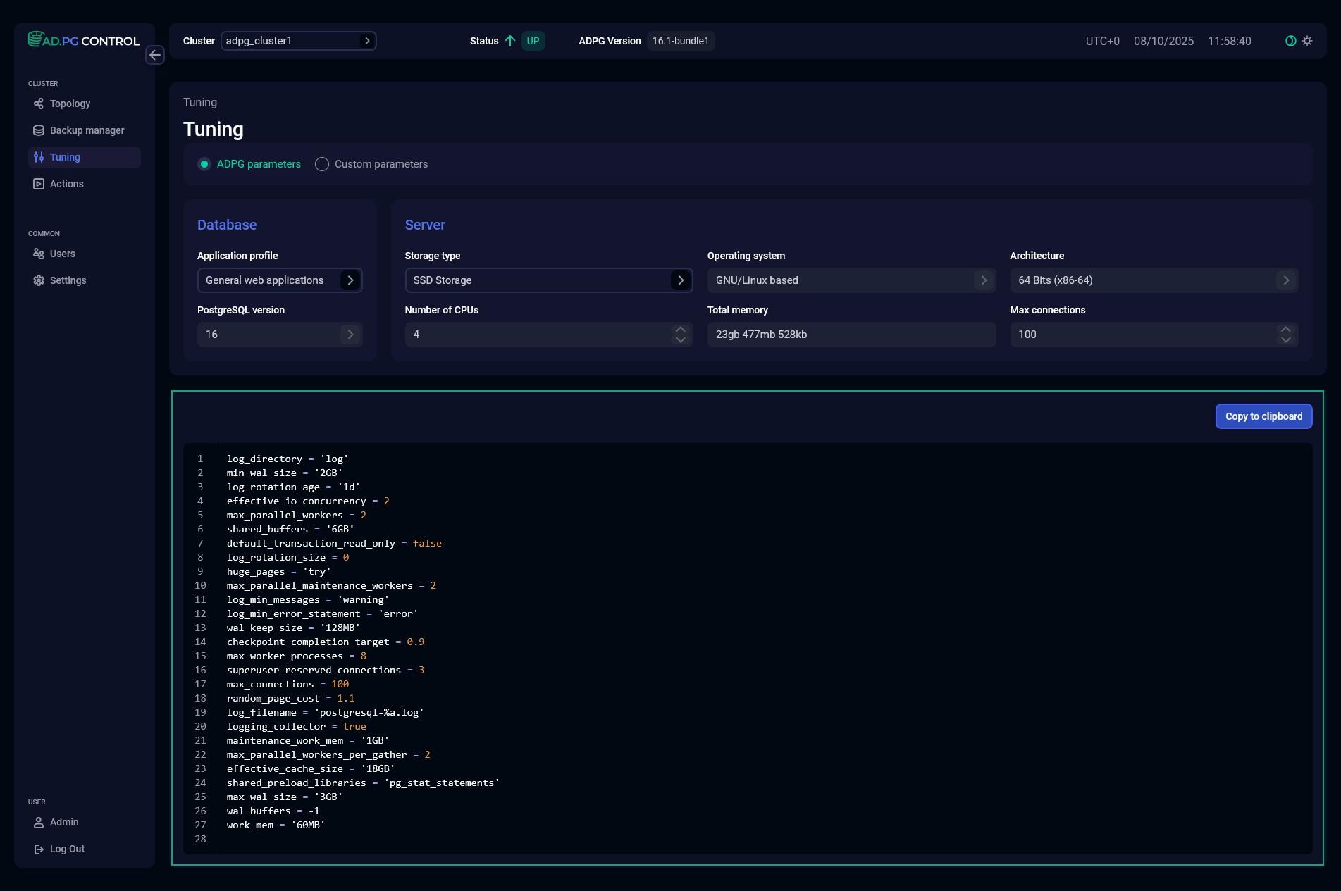 Рассчитанные параметры