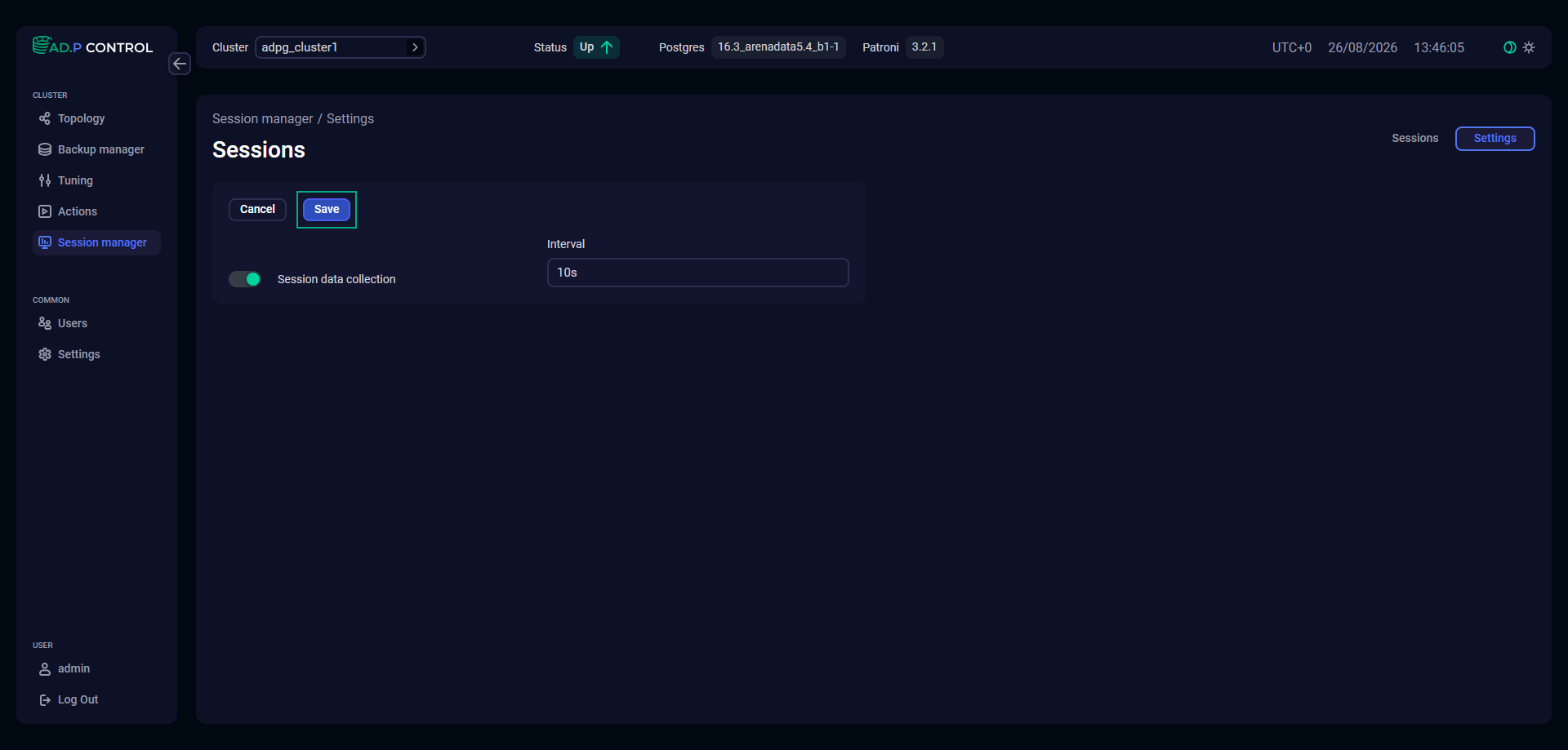 Сохранение настроек Session manager
