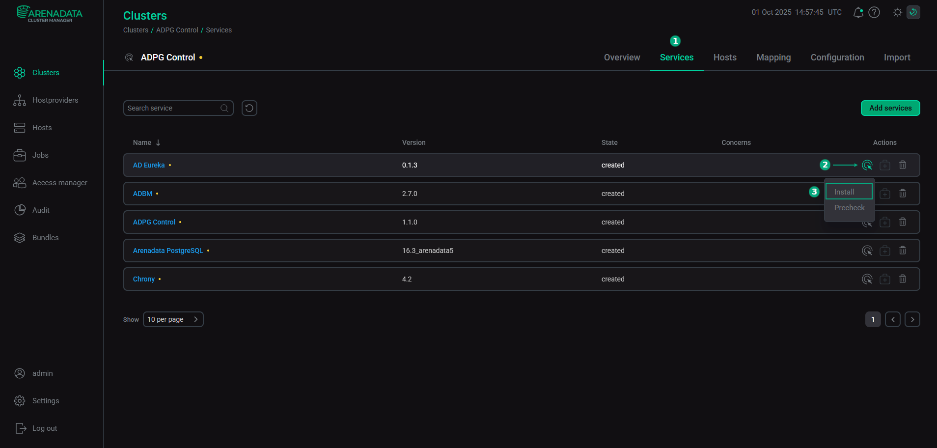 Переход к установке отдельных сервисов