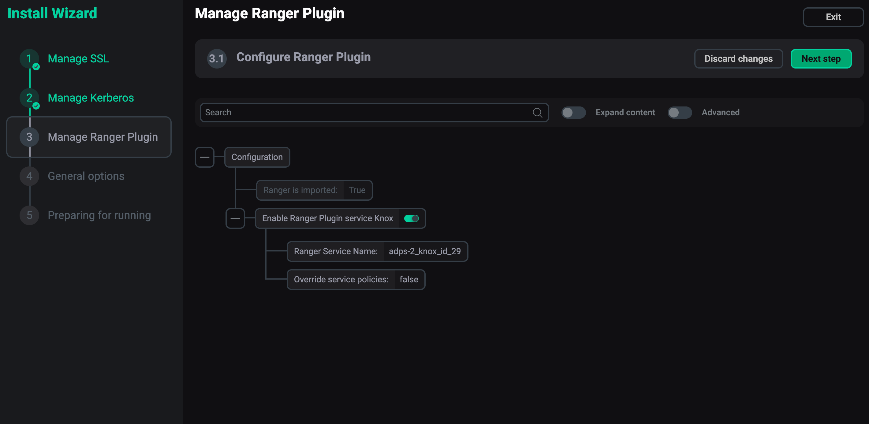 Шаг Manage Ranger plugin