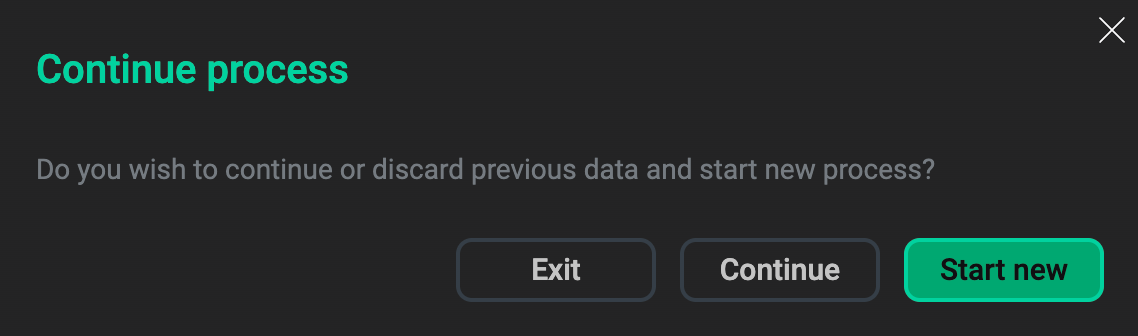 Окно Continue Process
