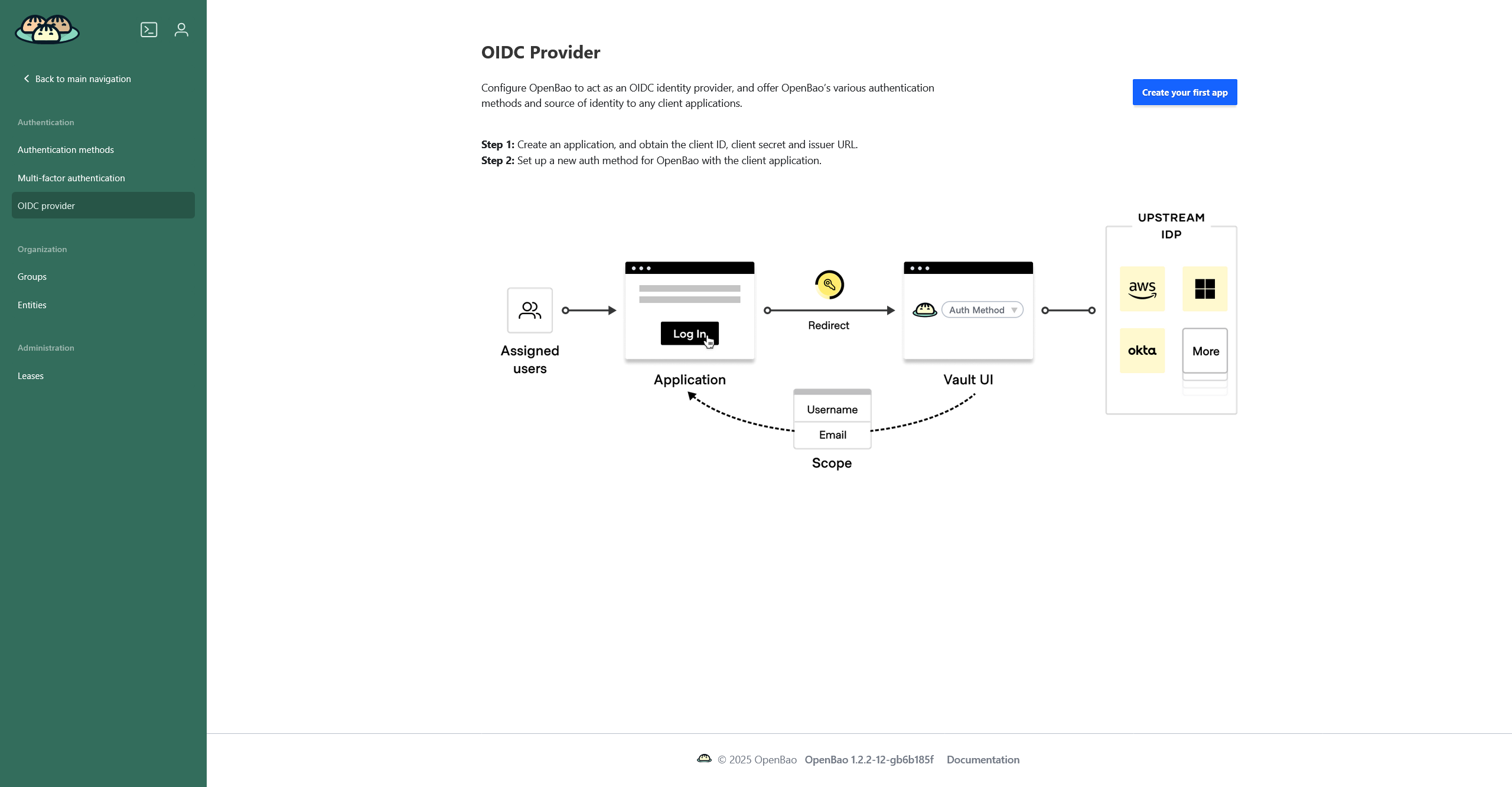 Пустая страница OIDC provider