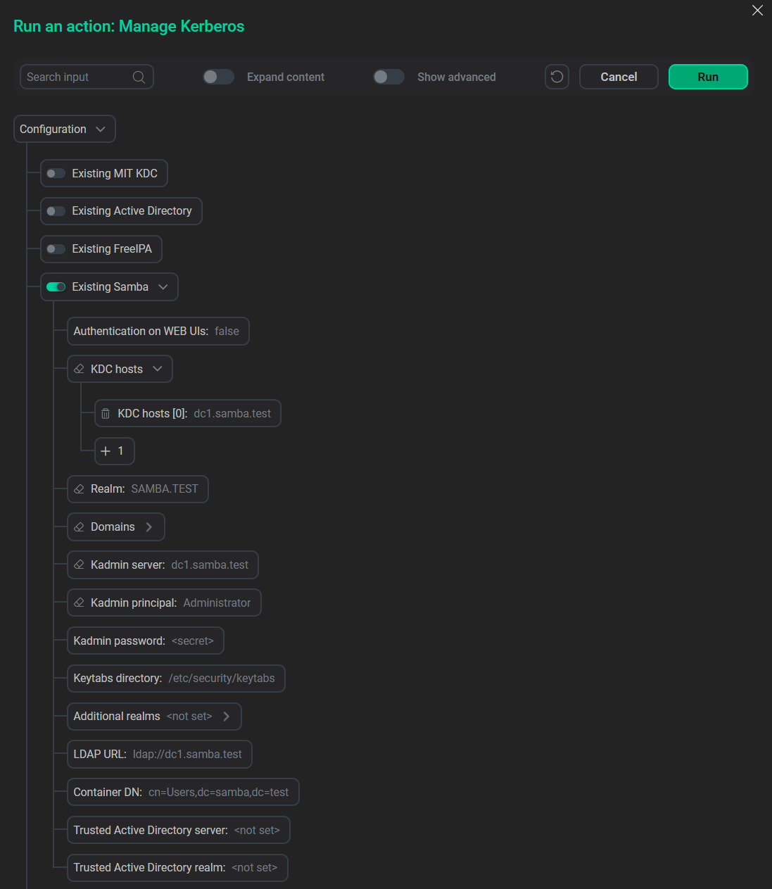 Параметры Samba