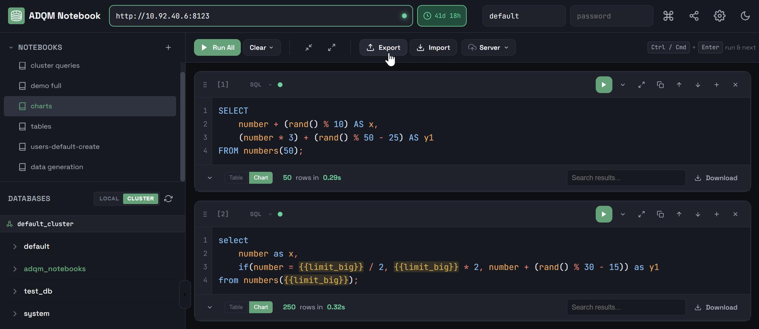Экспорт ноутбука в JSON-файл