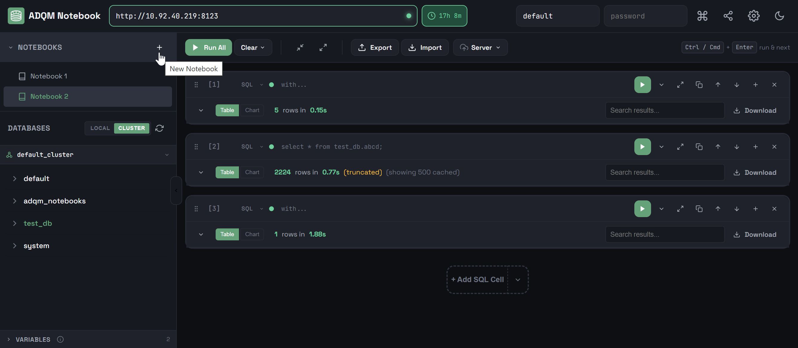 Создание нового ноутбука