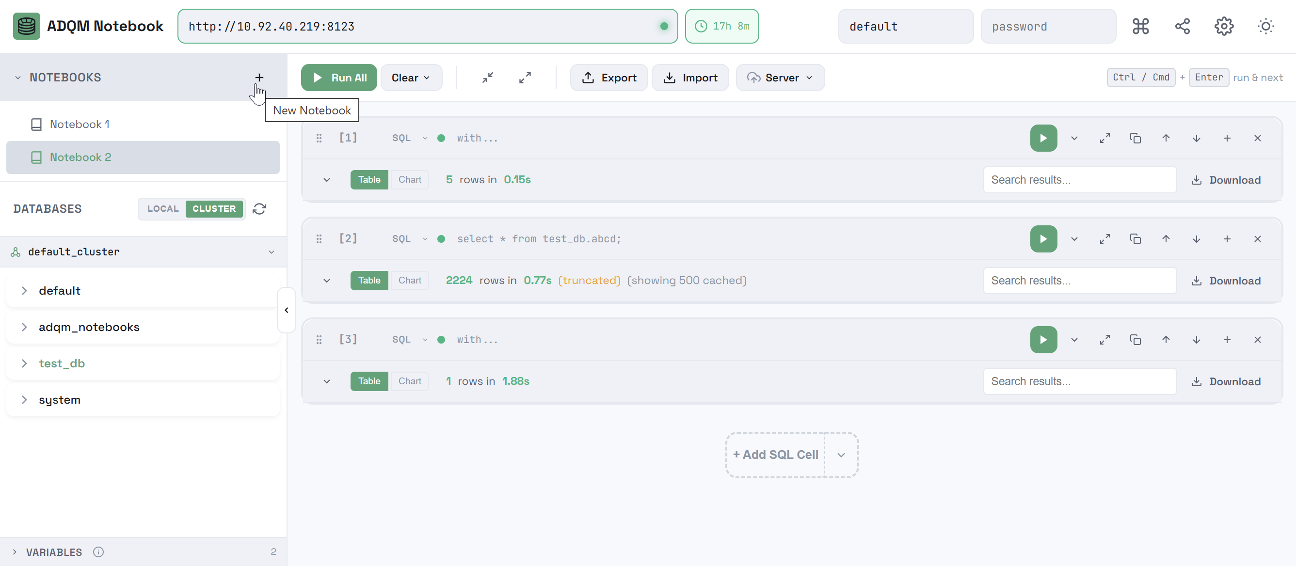 Создание нового ноутбука