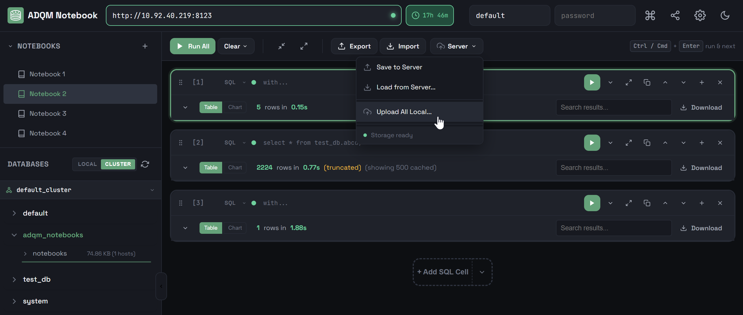 Сохранение всех ноутбуков на сервер