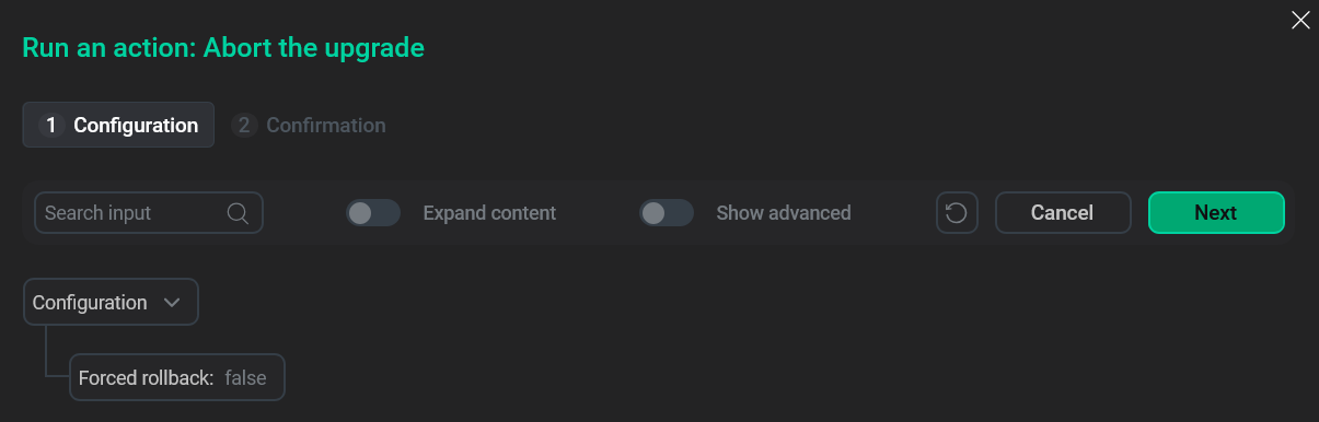 Опция Forced rollback для отмены обновления