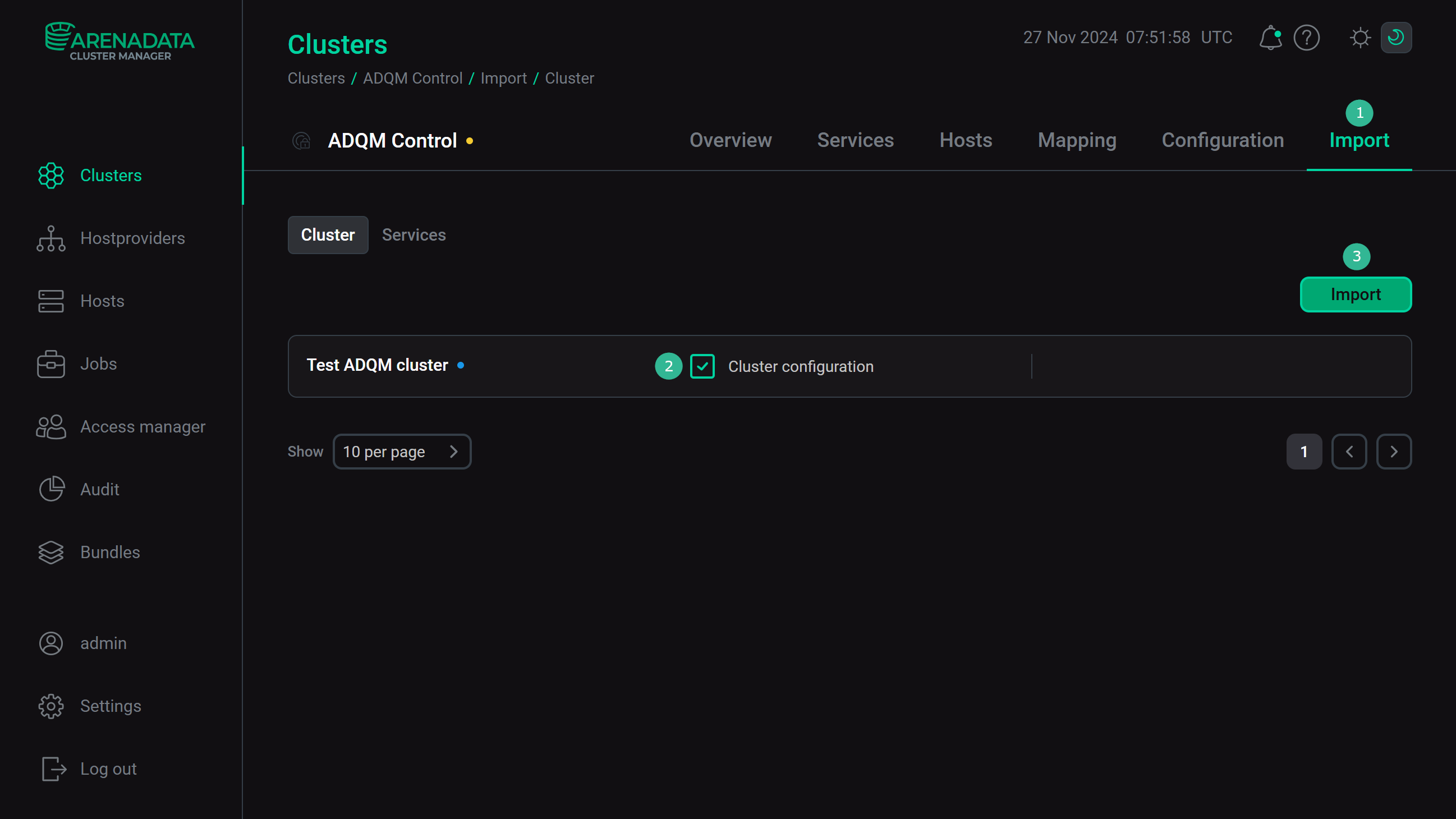 Интеграция с кластером ADQM