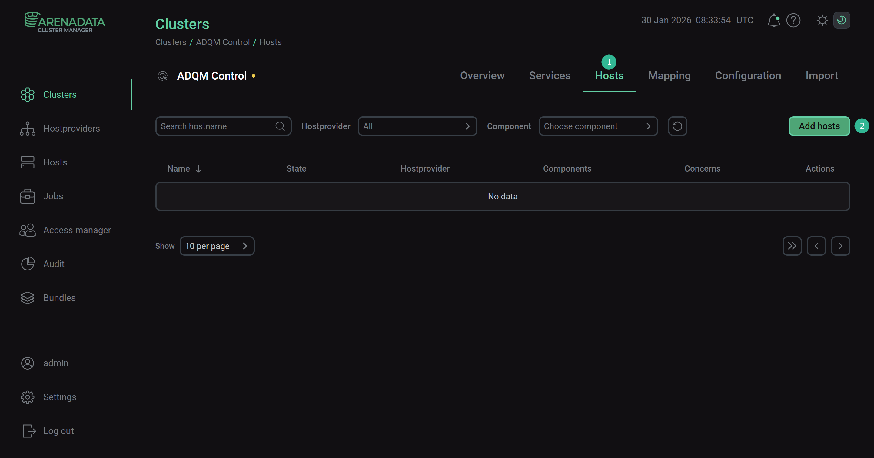 Переход к добавлению хостов