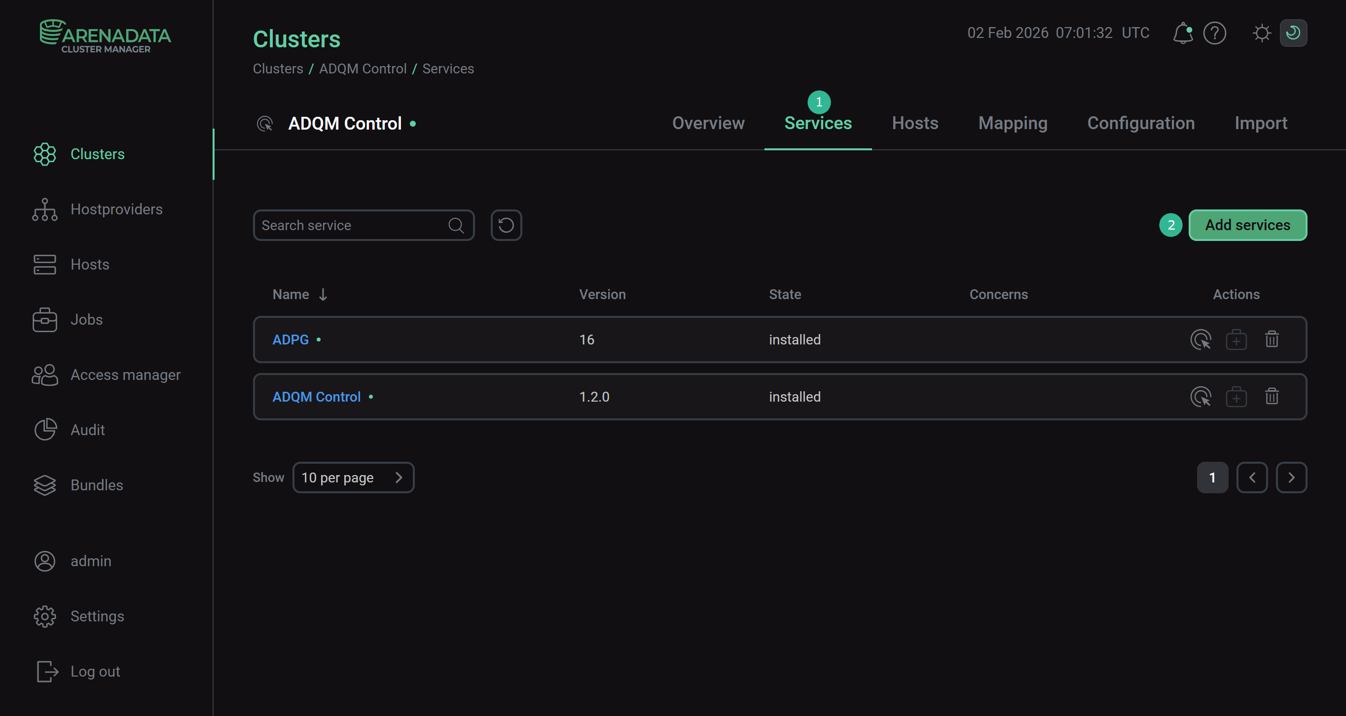 Переход к добавлению сервисов