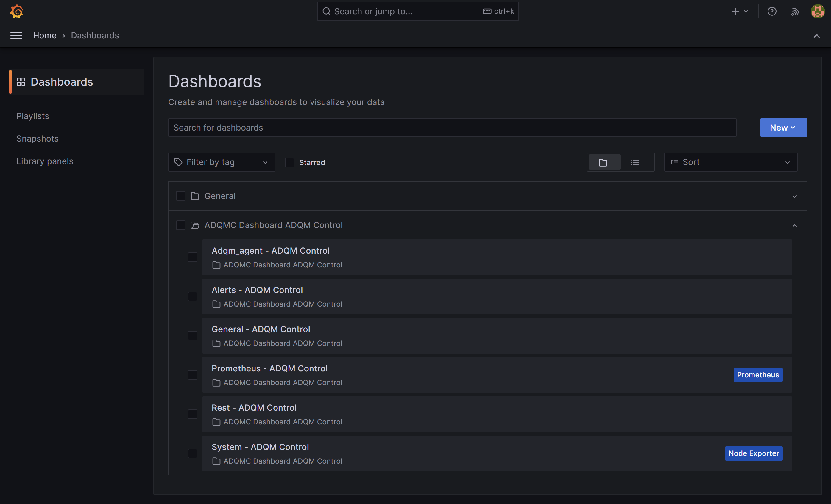 Переход к метрикам кластера ADQM Control в Grafana