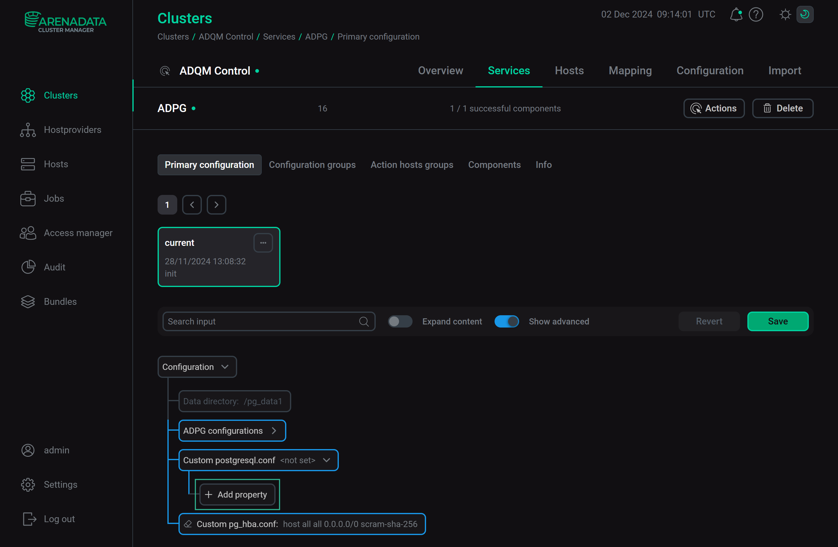 Секция Custom postgresql.conf