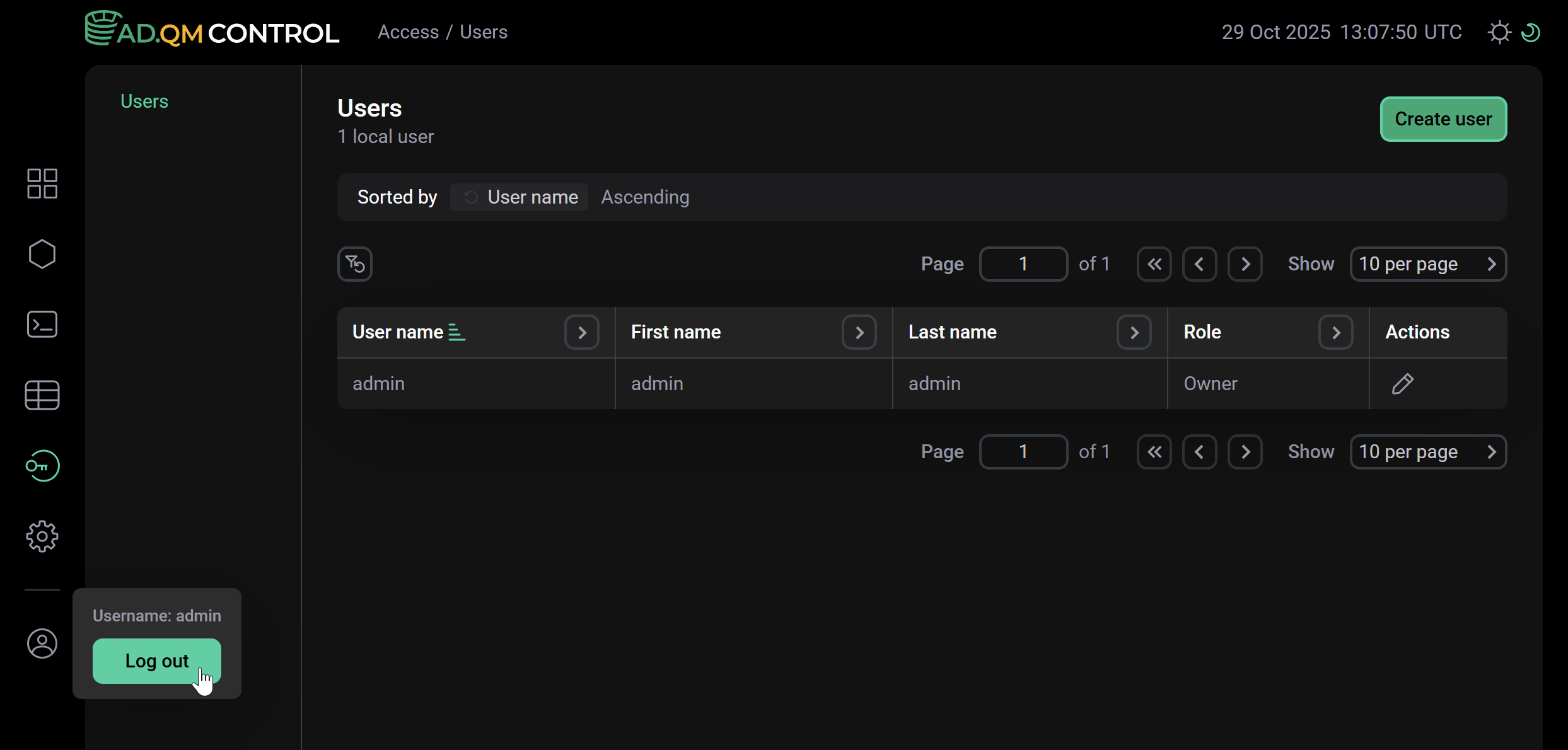 Выход из системы