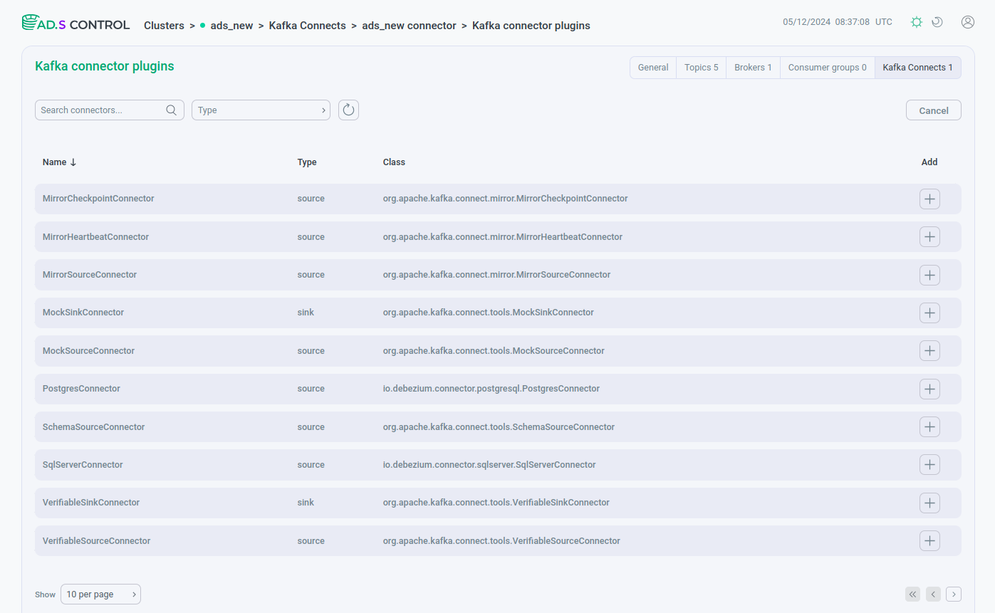 Выбор коннектора Kafka Connect для создания