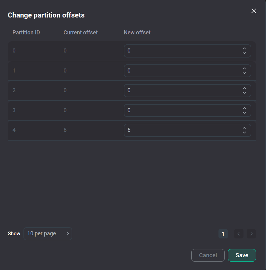 Окно Change partition offsets