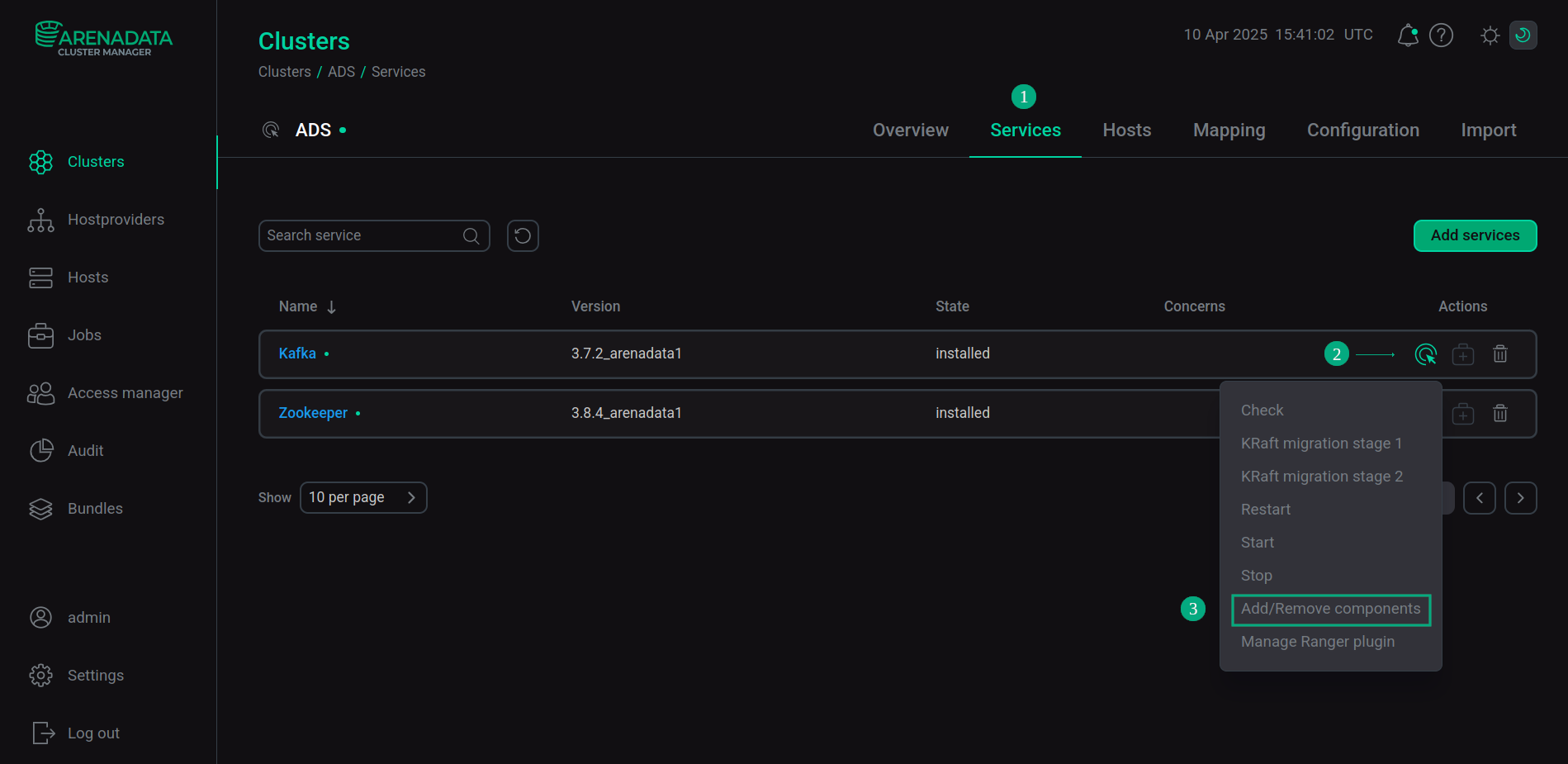 Установка компонента Kafka Controller
