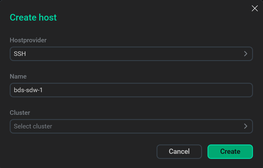 Описание добавляемого хоста